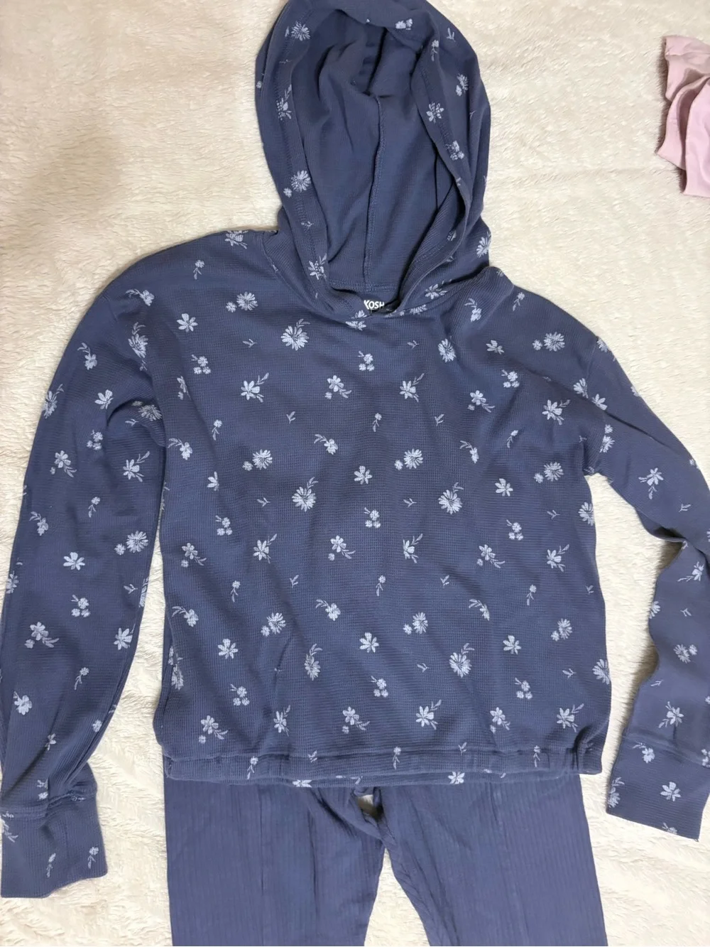 OshKosh B'gosh Navy Floral Hoodie and Ribbed Leggings Set